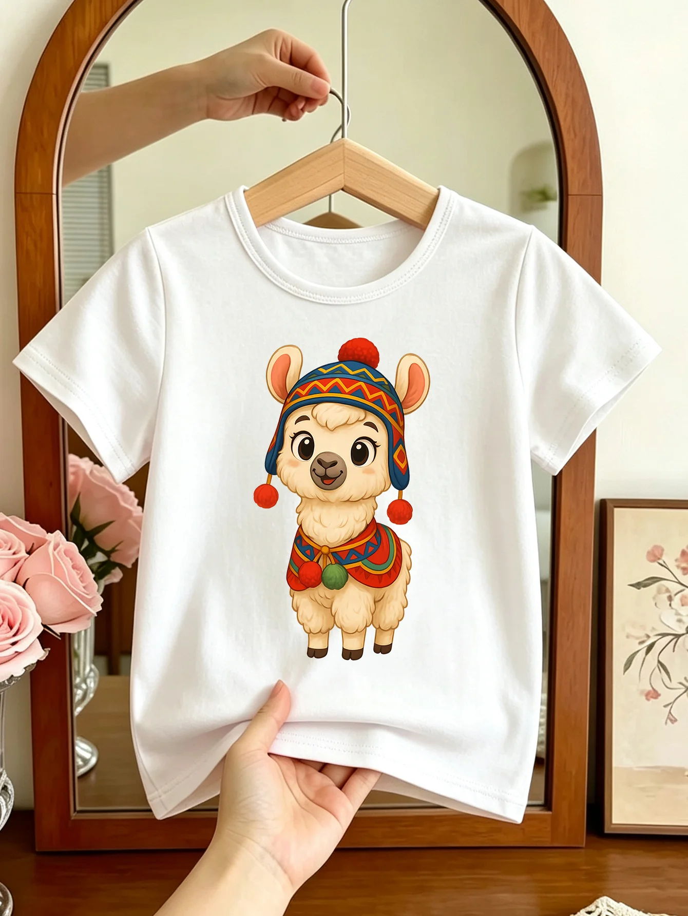 Summer Loving Kids Clothing - เสื้อยืดแขนสั้นลายการ์ตูนลามะน่ารักสำหรับเด็ก เสื้อคอกลมแฟชั่นลำลองสำหรับเด็กชายและเด็กหญิง เหมาะสำหรับใส่ในชีวิตประจำวัน