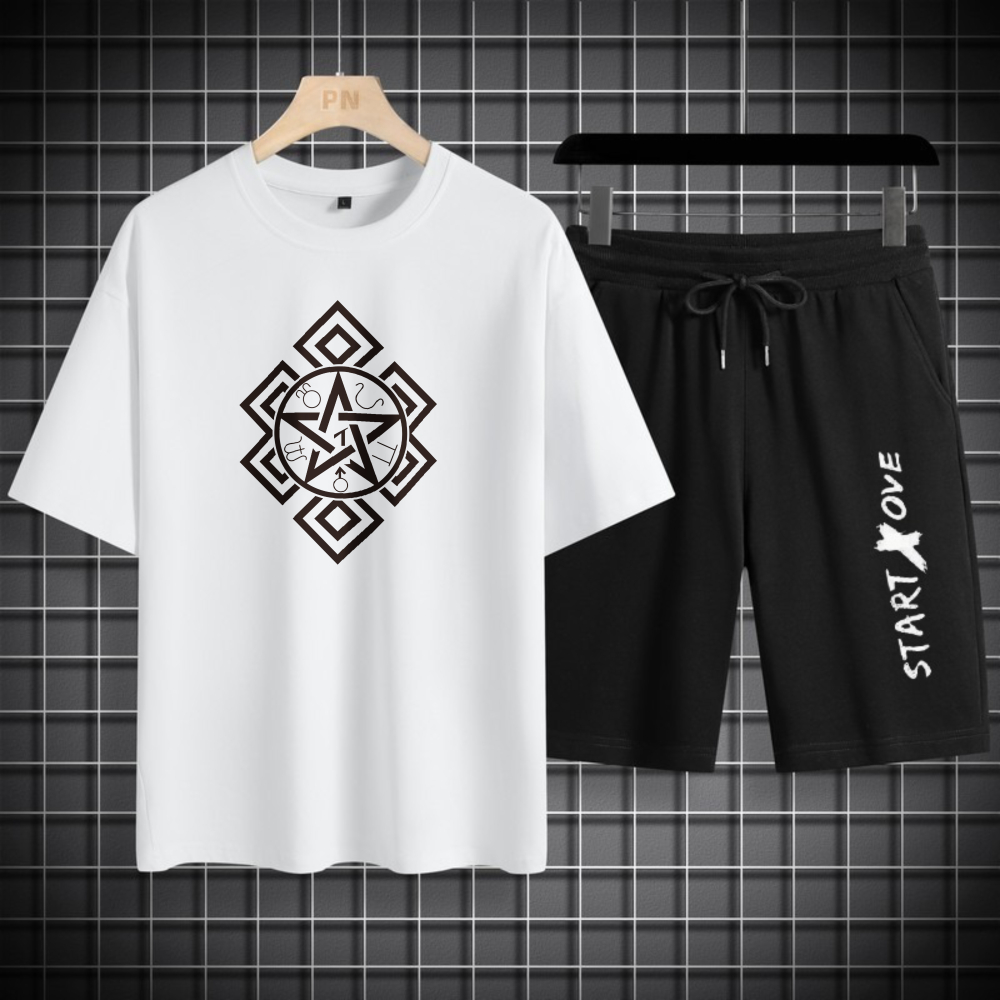 Summer Clothing Drip - ชุดเสื้อยืดผู้ชาย 1 ชิ้น ฤดูใบไม้ผลิ/ฤดูร้อน 2026 ชุดวิ่งพิมพ์ลาย