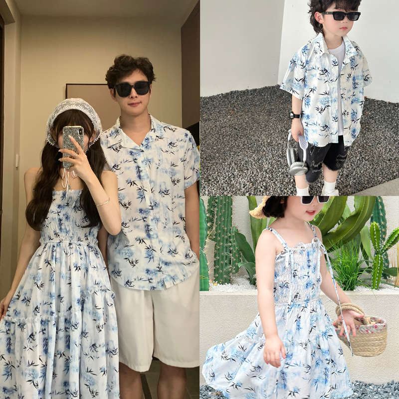 Summer Clothing Resort - คู่รีสอร์ทดูพ่อแม่และเด็กเสื้อผ้าหน้าร้อนครอบครัวจับคู่เสื้อผ้าวันหยุดแม่ลูกเสื้อลูกชายพ่อชุดเดรสว่ายน้ำ