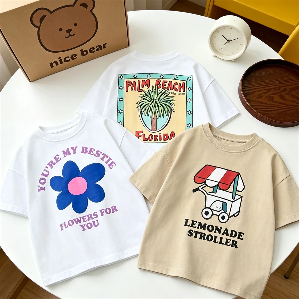 Summer Loving Kids Clothing - 2026 เสื้อผ้าฤดูร้อนเด็กแฟชั่นเสื้อผ้าเด็กชายเสื้อแขนสั้นเสื้อยืดพิมพ์ลายการ์ตูนเด็กผู้หญิงน่ารักเสื้อยืดสวมใส่ด้านนอก