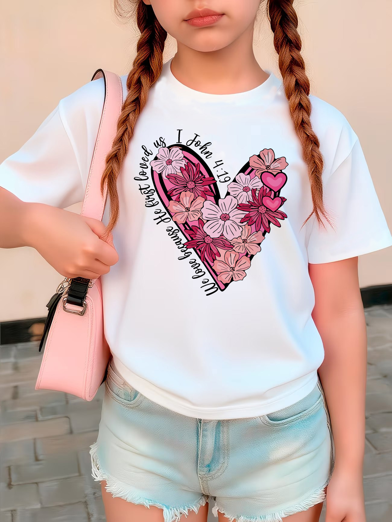 Summer Loving Kids Clothing - เสื้อยืดลายดอกไม้สไตล์วินเทจ ลายหัวใจ เสื้อยืดพิมพ์ลาย เสื้อผ้าฤดูร้อนสำหรับเด็กผู้หญิง เสื้อแขนสั้น เสื้อยืดน่ารัก