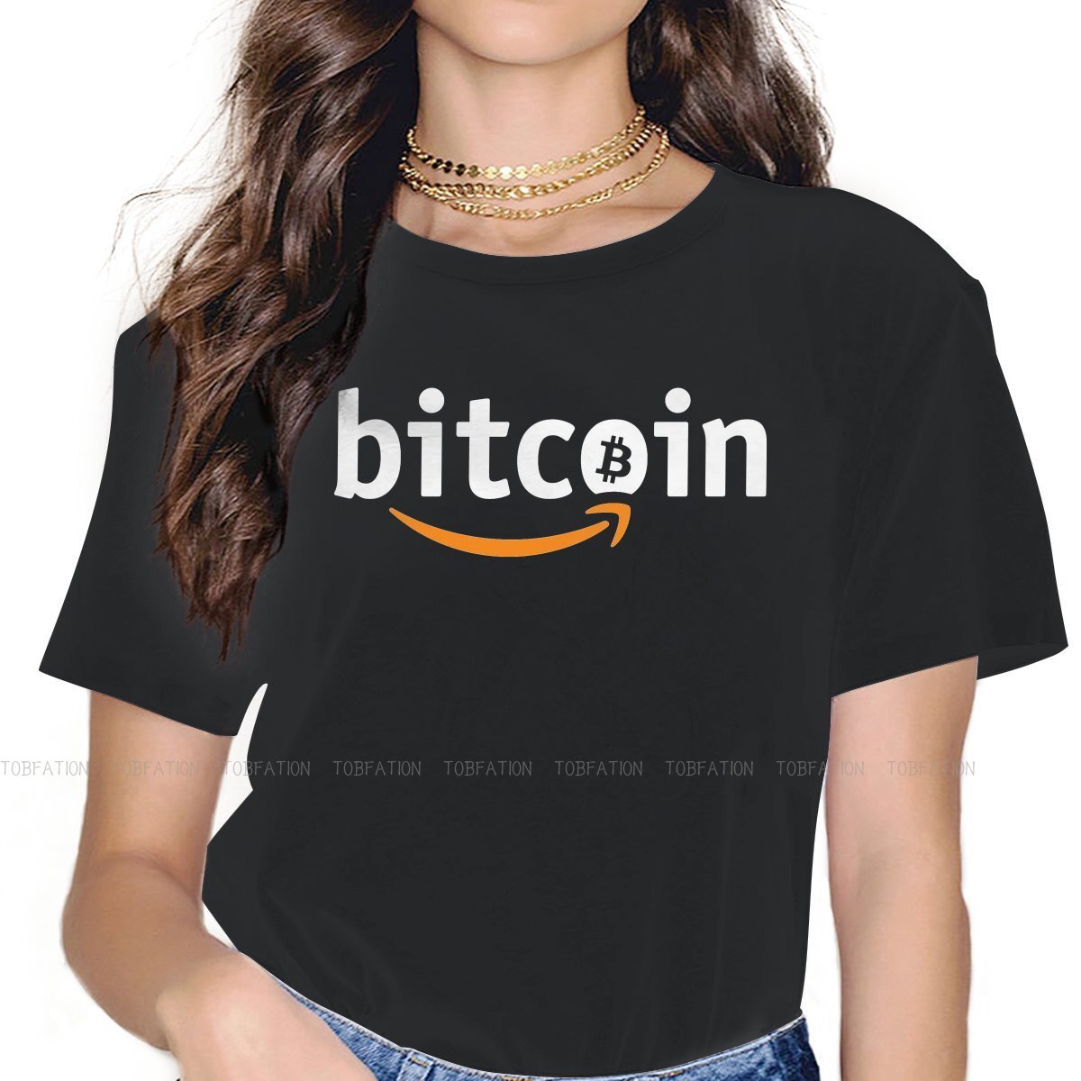 Summer Clothing Amazon - X Amazon Alternate เสื้อผ้าผู้หญิง Bitcoin กราฟิกพิมพ์หญิงเสื้อ
