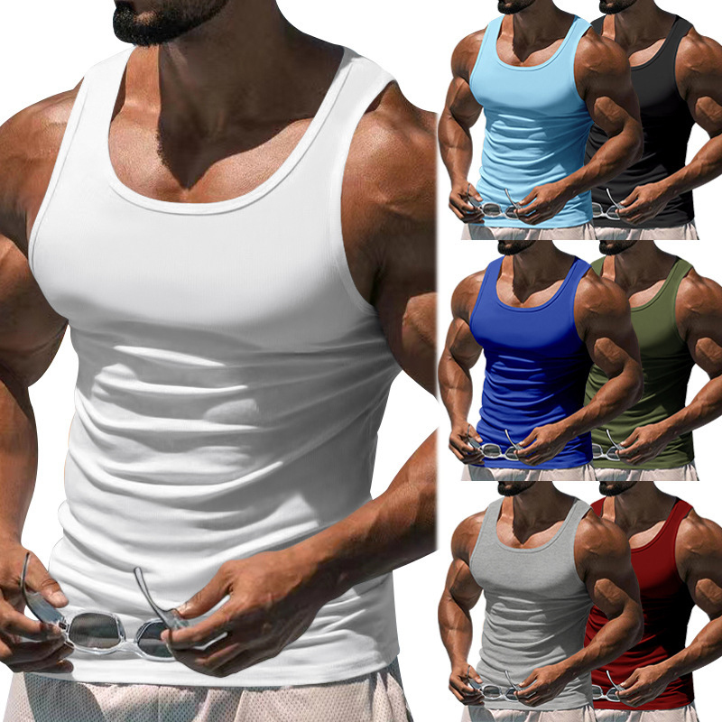 Summer Clothing Amazon - เสื้อกล้ามออกกำลังกายสไตล์ตะวันตกสำหรับฤดูร้อนปี 2026 เสื้อกีฬาผู้ชายสีพื้นจาก Amazon เสื้อผ้าผู้ชายแบบบาง เสื้อกล้ามผู้ชาย