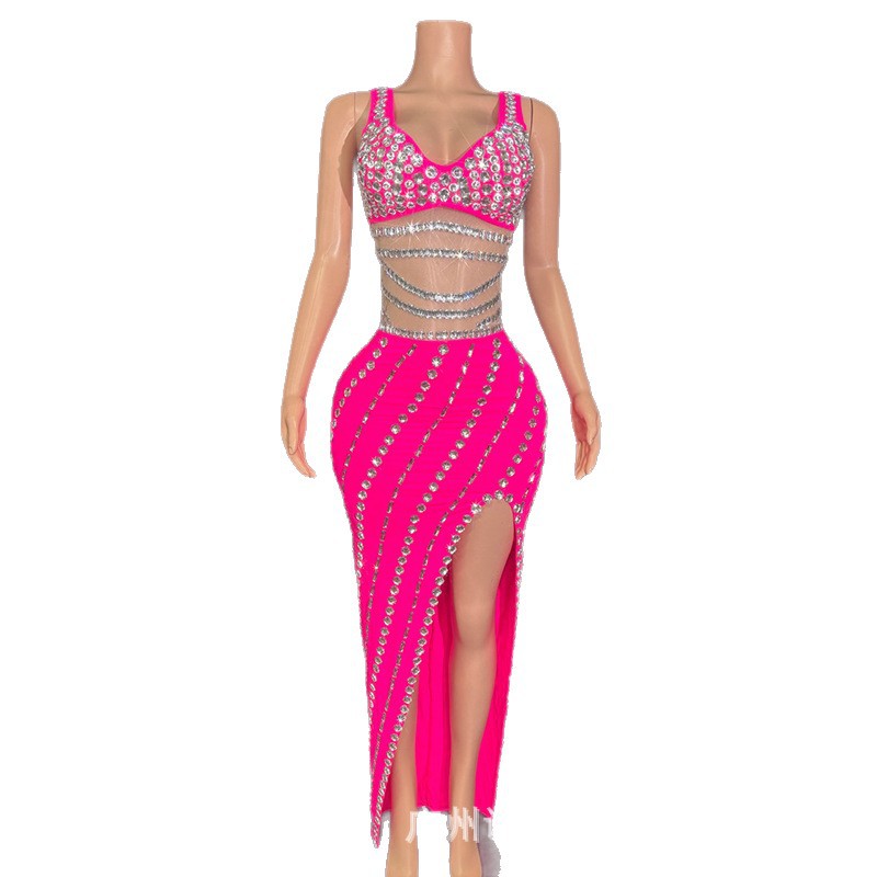Summer Clothing Resort - ชุดเดรสหรูหราประดับเพชรระยิบระยับสำหรับงานปาร์ตี้ เหมาะสำหรับใส่ไปเที่ยวทะเล รีสอร์ท ไนท์คลับ เต้นรำ หรือเป็นชุดแสดงสำหรับนางแบบรถยนต์