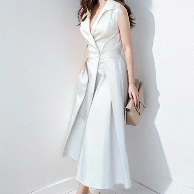 Summer Clothing Amazon - แฟชั่นฤดูร้อนเดินทางสีทึบปุ่ม V คอ Maxi ชุดเสื้อผ้าผู้หญิง Amazon