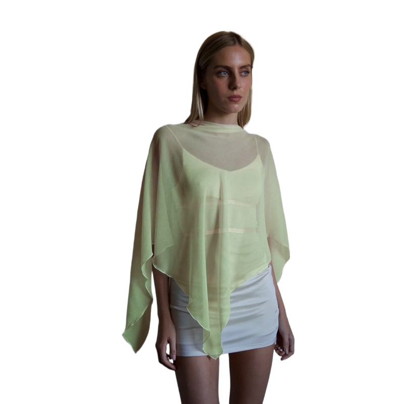 Summer Clothing Amazon - เสื้อคลุมชีฟองบางเบาแบบชั้นเดียว ดีไซน์ไม่สมมาตร สำหรับผู้หญิง คอลเลคชั่นฤดูใบไม้ร่วงปี 2026 สไตล์ยุโรปและอเมริกา