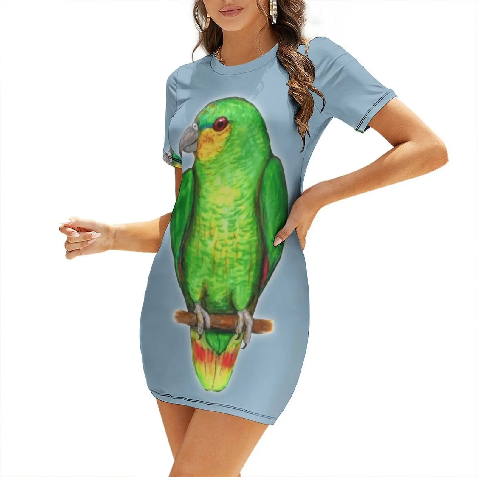 ชุดเดรสแขนสั้นลายนกแก้วอเมซอนส - Summer Clothing Amazon บทวิจารณ์และราคา