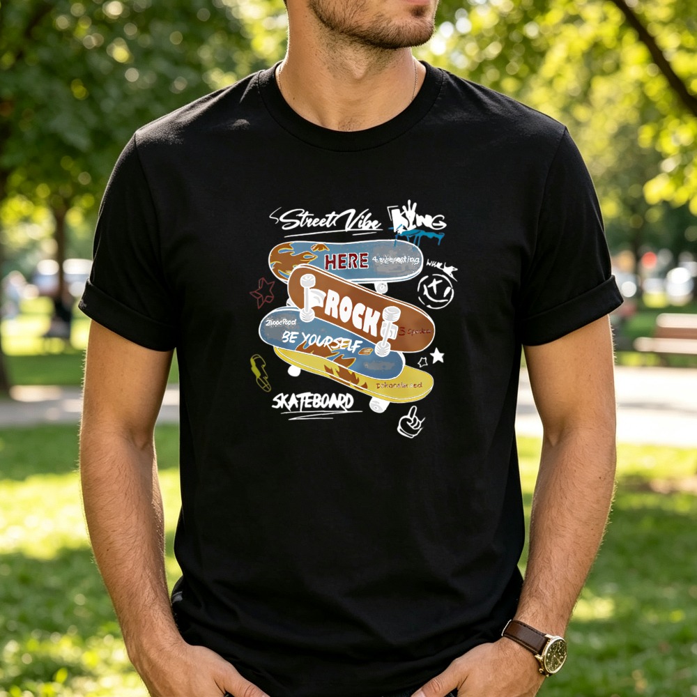 เสื้อยืดพิมพ์ลายกราฟฟิตี้สเก็ต - Summer Clothing Vibes บทวิจารณ์และราคา