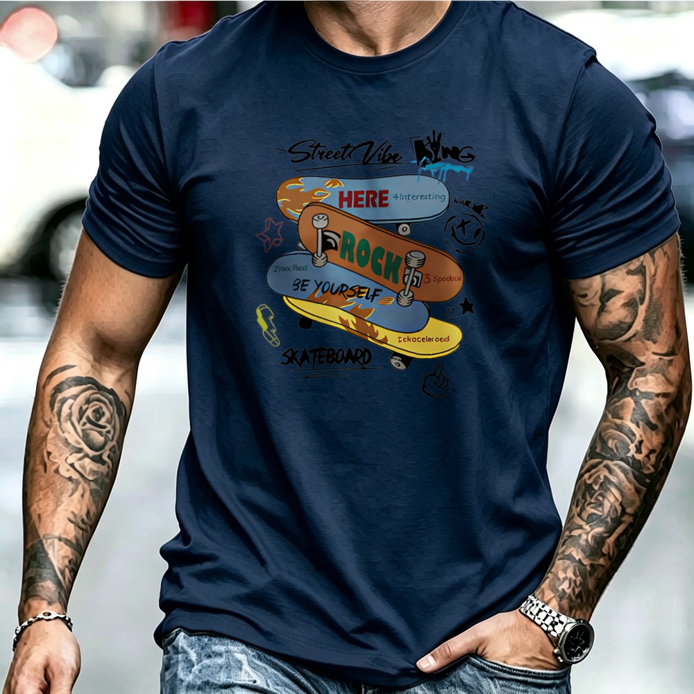 เสื้อยืดพิมพ์ลายกราฟฟิตี้สเก็ต - Summer Clothing Vibes บทวิจารณ์และราคา