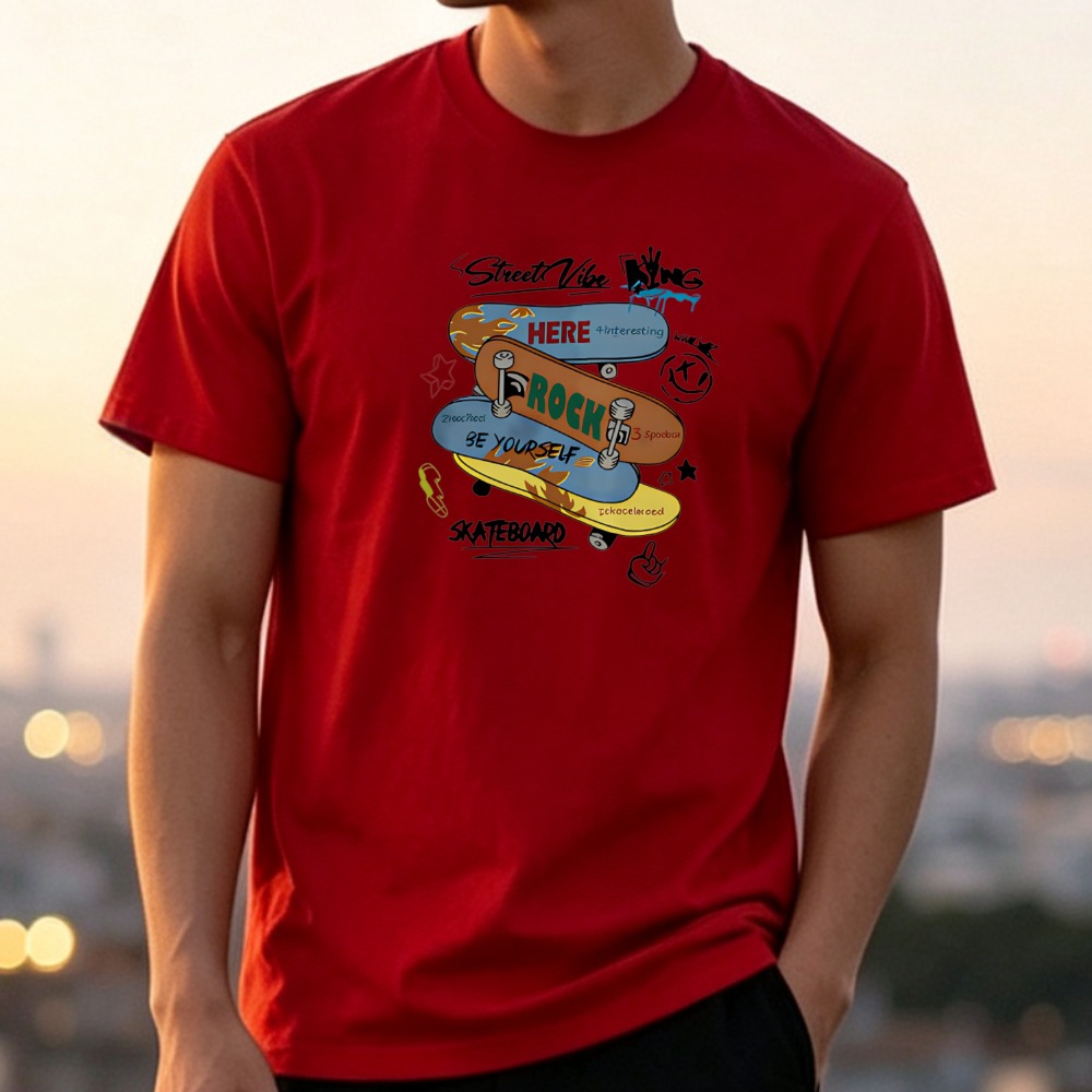 เสื้อยืดพิมพ์ลายกราฟฟิตี้สเก็ต - Summer Clothing Vibes บทวิจารณ์และราคา