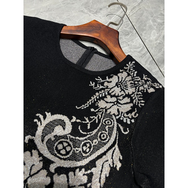 ชุดเดรสถักแขนสั้นคอกลมพิมพ์ลาย - Summer Clothing Usa บทวิจารณ์และราคา