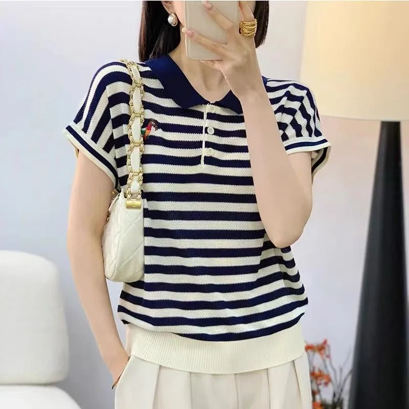 เสื้อยืดแฟชั่นผู้หญิง ลายทาง ค - Summer Clothing Drop บทวิจารณ์และราคา
