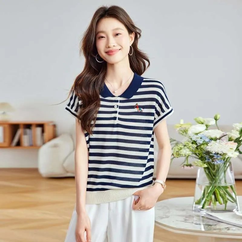 เสื้อยืดแฟชั่นผู้หญิง ลายทาง ค - Summer Clothing Drop บทวิจารณ์และราคา