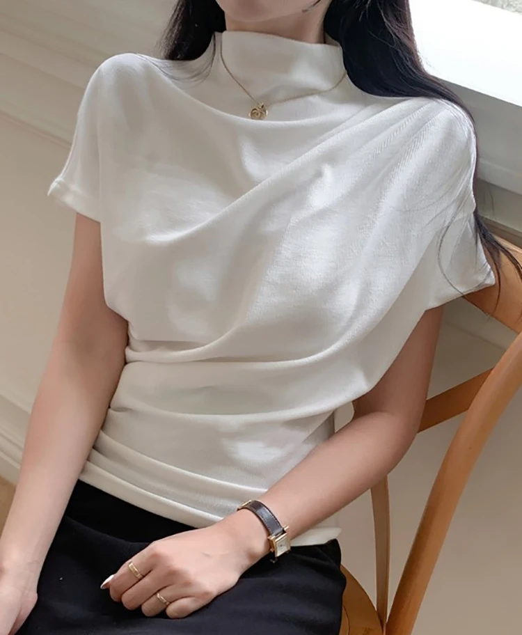 เสื้อยืดคอเต่าครึ่งแขนเสื้อคอต - Summer Clothing Drop บทวิจารณ์และราคา