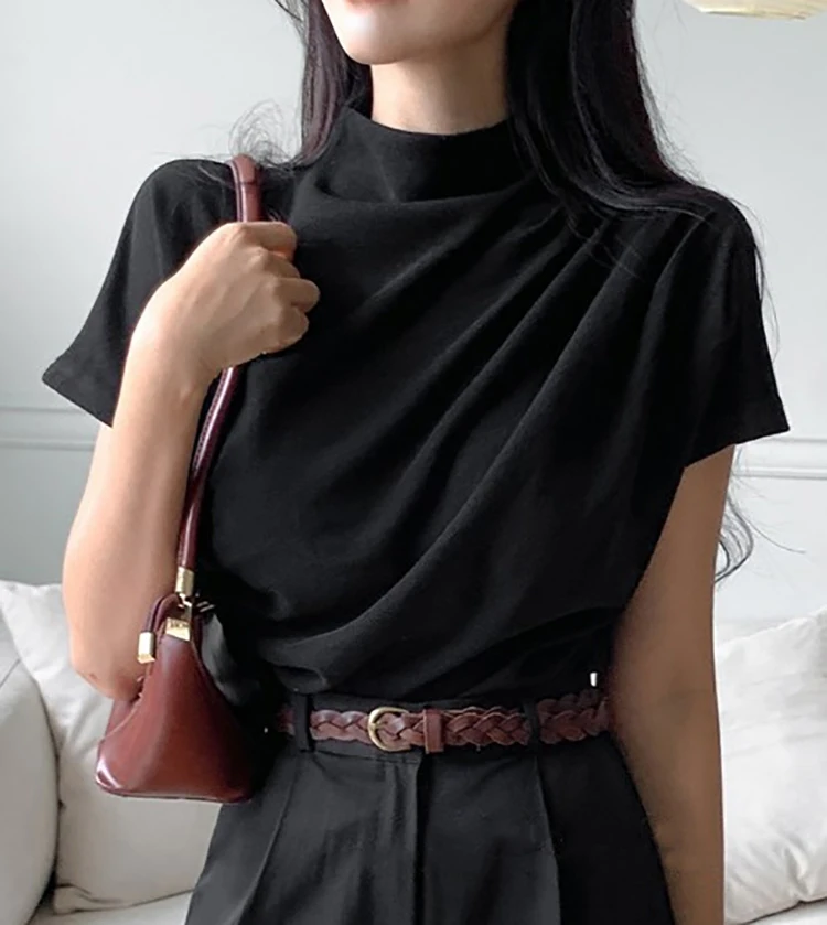 เสื้อยืดคอเต่าครึ่งแขนเสื้อคอต - Summer Clothing Drop บทวิจารณ์และราคา