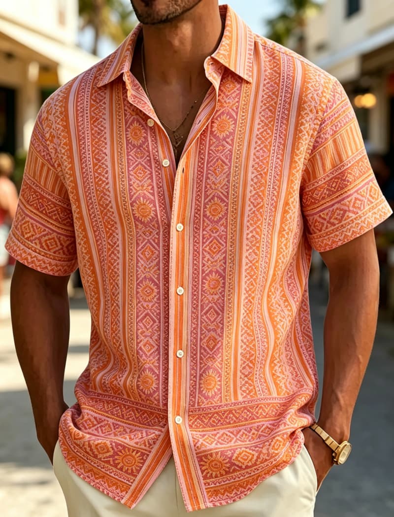 เสื้อเชิ้ตแขนสั้นผู้ชาย คอปก ล - Summer Clothing Resort บทวิจารณ์และราคา