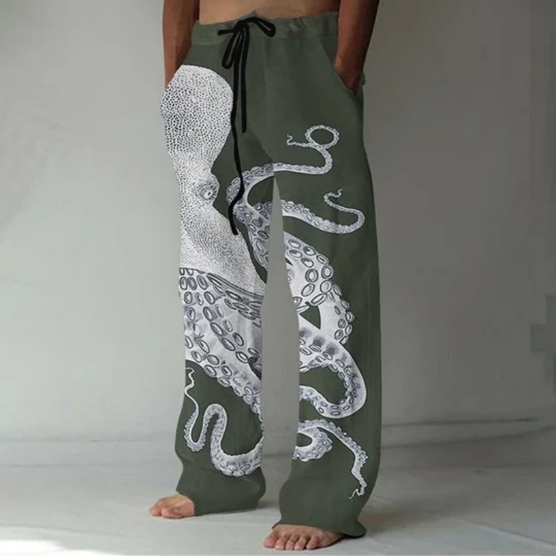 กางเกงลำลองพิมพ์ลายกราฟิกปลาหม - Japanese Summer Clothing Men บทวิจารณ์และราคา