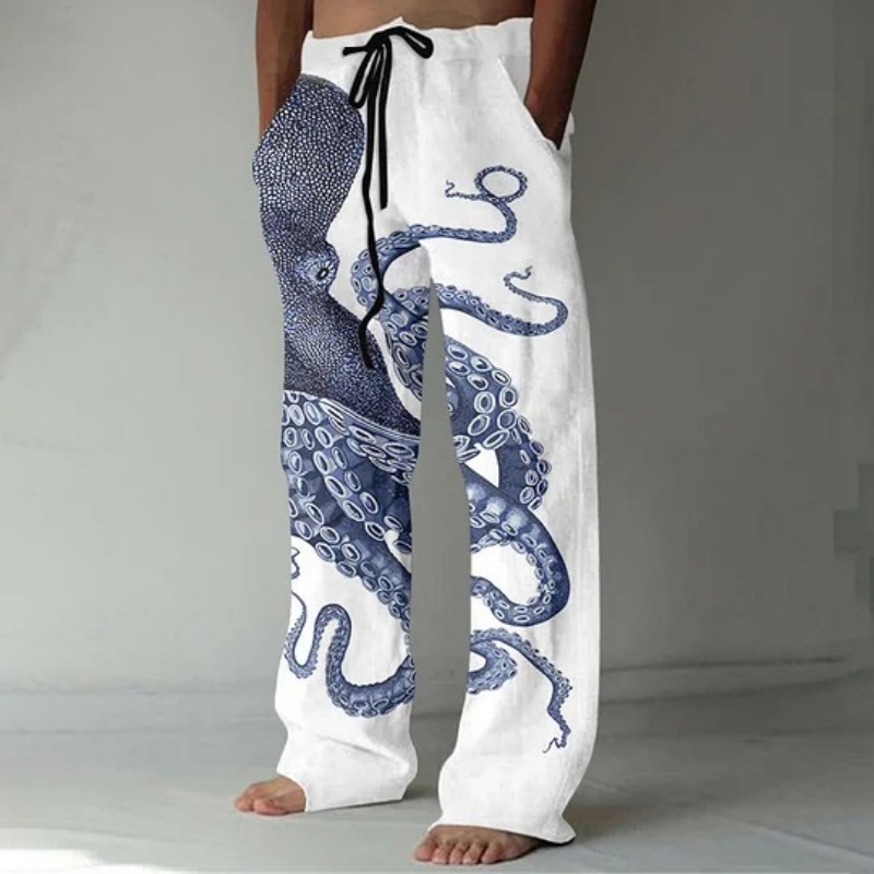 กางเกงลำลองพิมพ์ลายกราฟิกปลาหม - Japanese Summer Clothing Men บทวิจารณ์และราคา